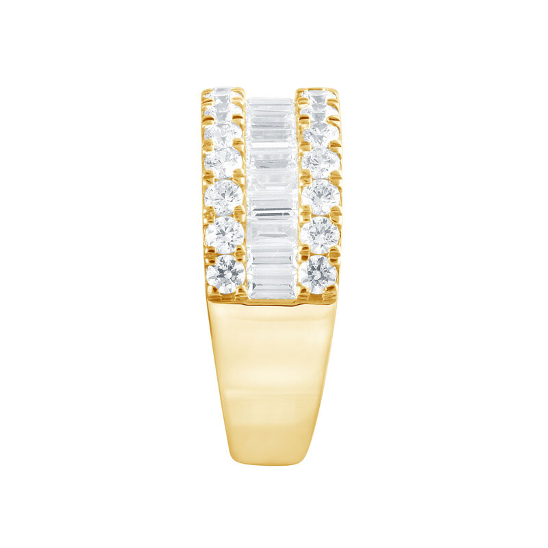 Round and Baguette Lab Grown Diamond 2ctw. Multi Row Wedding Ring in 14k Yellow Gold image number null